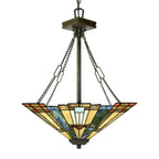 Inglenook 3 Light Tiffany Ceiling Pendant Light in Bronze Finish QZ-INGLENOOK-P-B