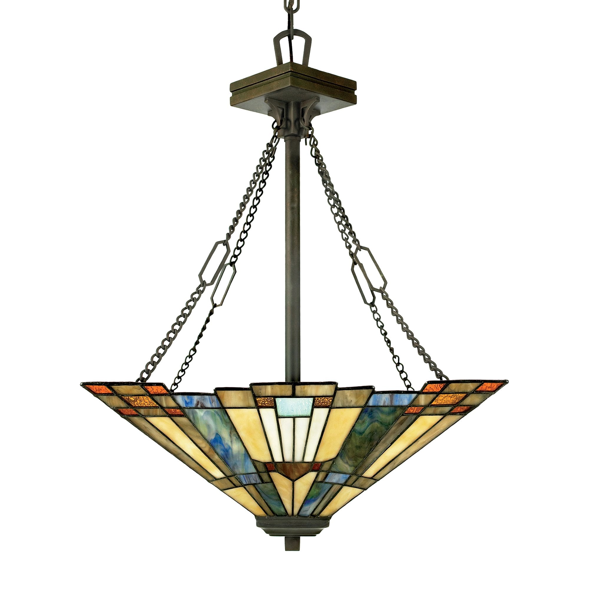 Inglenook 3 Light Tiffany Ceiling Pendant Light in Bronze Finish QZ-INGLENOOK-P-B