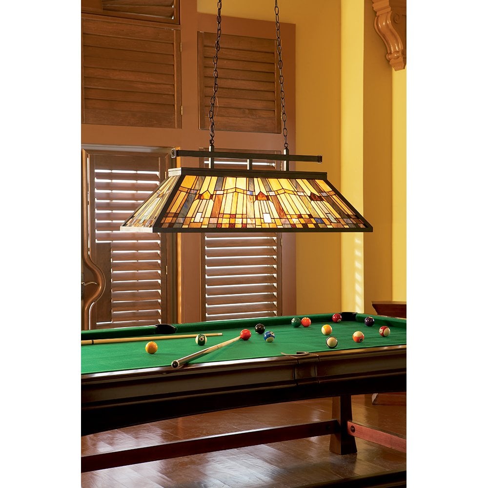 Inglenook Tiffany Island Chandelier in Valiant Bronze Finish QZ-INGLENOOKISLE