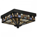 Inglnook Outdoor Tiffany Flush Ceiling Light In Valiant Bronze Finish QZ-INGLENOOK-F
