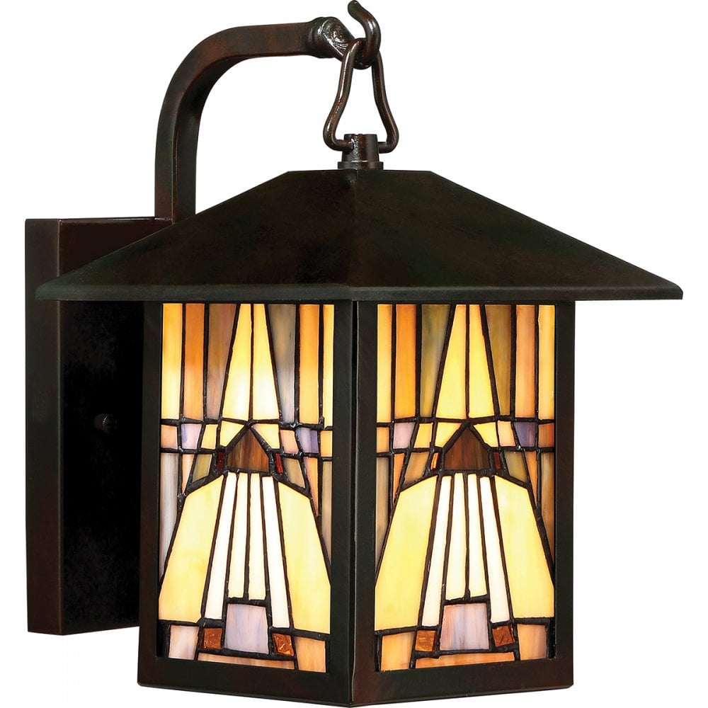 Inglnook Outdoor Tiffany Small Wall Lantern In Valiant Bronze Finish QZ-INGLENOOK2-S