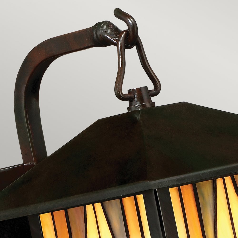Inglnook Outdoor Tiffany Small Wall Lantern In Valiant Bronze Finish QZ-INGLENOOK2-S