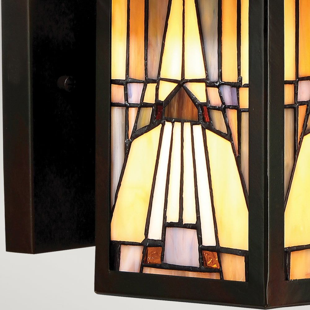 Inglnook Outdoor Tiffany Small Wall Lantern In Valiant Bronze Finish QZ-INGLENOOK2-S