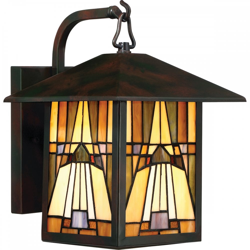 Inglnook Outdoor Tiffany Medium Wall Lantern In Valiant Bronze Finish QZ-INGLENOOK2-M