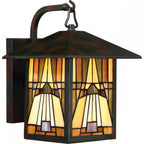 Inglnook Outdoor Tiffany Medium Wall Lantern In Valiant Bronze Finish QZ-INGLENOOK2-M