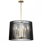 Linara 6 Light Ceiling Pendant In Black and Natural Brass Finish QN-LINARA-6P-BK