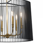 Linara 6 Light Ceiling Pendant In Black and Natural Brass Finish QN-LINARA-6P-BK