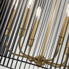 Linara 6 Light Ceiling Pendant In Black and Natural Brass Finish QN-LINARA-6P-BK