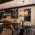Linara 6 Light Ceiling Pendant In Black and Natural Brass Finish QN-LINARA-6P-BK