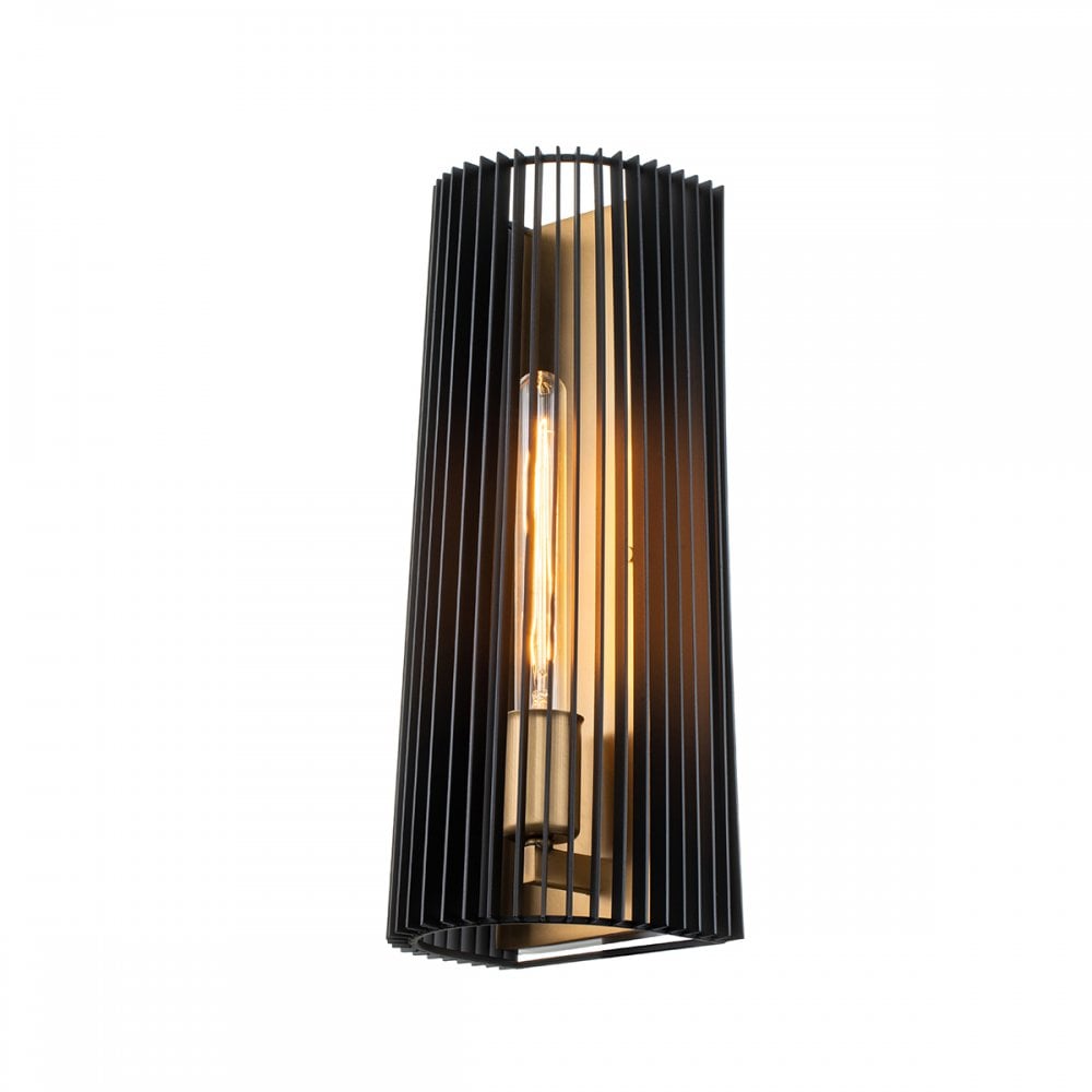 Linara Single Wall Light In Black and Natural Brass Finish QN-LINARA1-BK