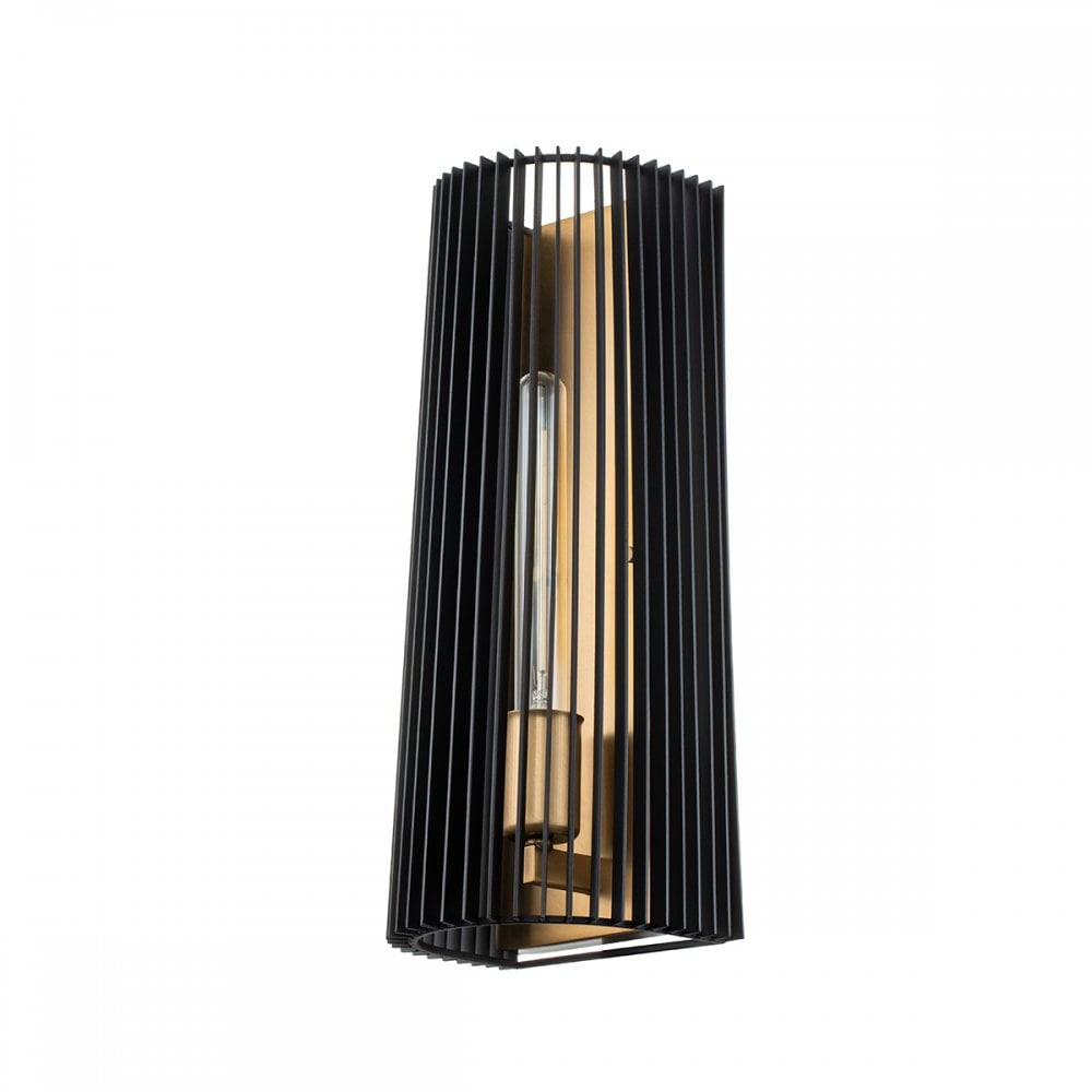 Linara Single Wall Light In Black and Natural Brass Finish QN-LINARA1-BK