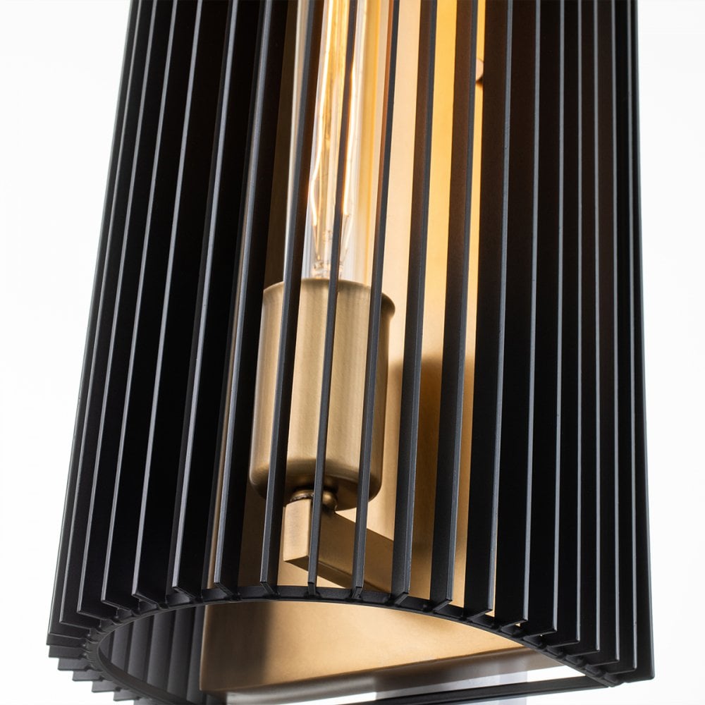 Linara Single Wall Light In Black and Natural Brass Finish QN-LINARA1-BK
