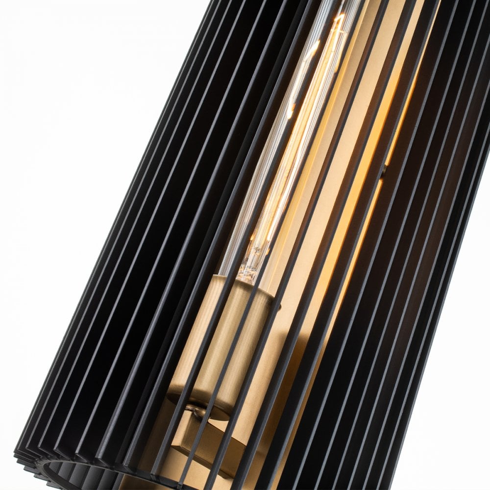 Linara Single Wall Light In Black and Natural Brass Finish QN-LINARA1-BK