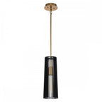Linara Single Ceiling Pendant Light In Black and Natural Brass Finish QN-LINARA-P-BK