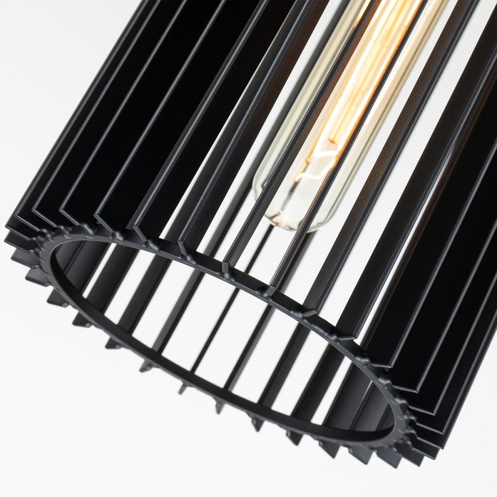 Linara Single Ceiling Pendant Light In Black and Natural Brass Finish QN-LINARA-P-BK
