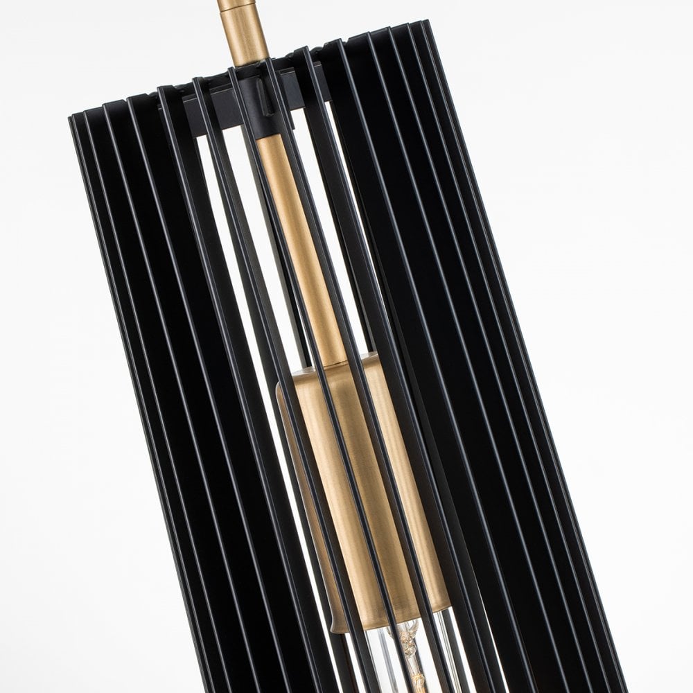 Linara Single Ceiling Pendant Light In Black and Natural Brass Finish QN-LINARA-P-BK