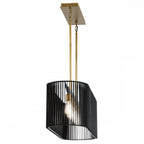Linara Linear Ceiling Pendant Light In Black and Natural Brass Finish QN-LINARA-ISLE-BK