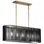 Linara Linear Ceiling Pendant Light In Black and Natural Brass Finish QN-LINARA-ISLE-BK