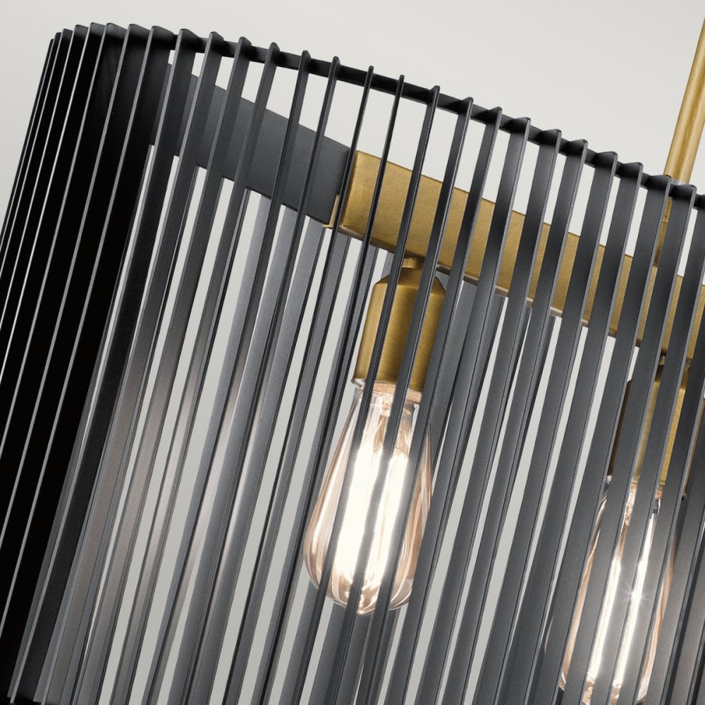 Linara Linear Ceiling Pendant Light In Black and Natural Brass Finish QN-LINARA-ISLE-BK