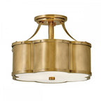 Chance Semi Flush Ceiling Light In Heritage Brass Finish QN-CHANCE-SF-S-HB
