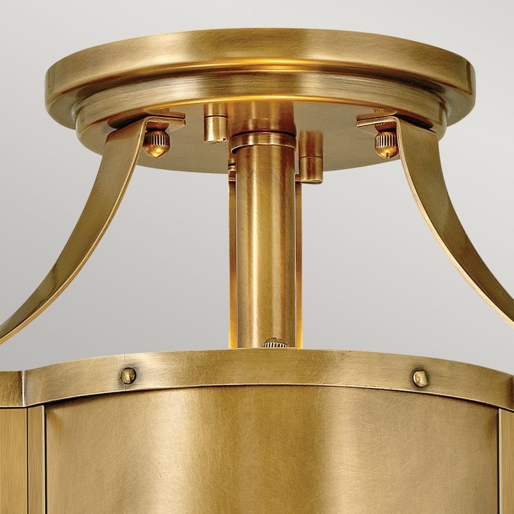 Chance Semi Flush Ceiling Light In Heritage Brass Finish QN-CHANCE-SF-S-HB