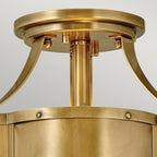 Chance Semi Flush Ceiling Light In Heritage Brass Finish QN-CHANCE-SF-S-HB