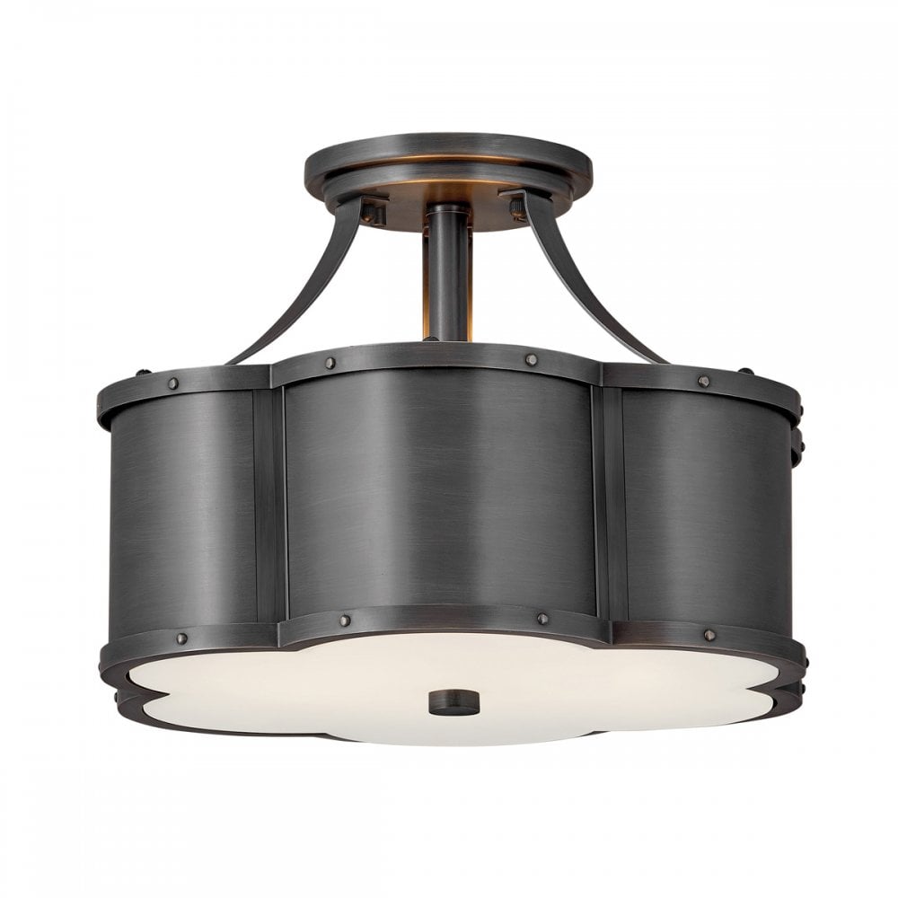 Chance Semi Flush Ceiling Light In Blackened Brass Finish QN-CHANCE-SF-S-BLB