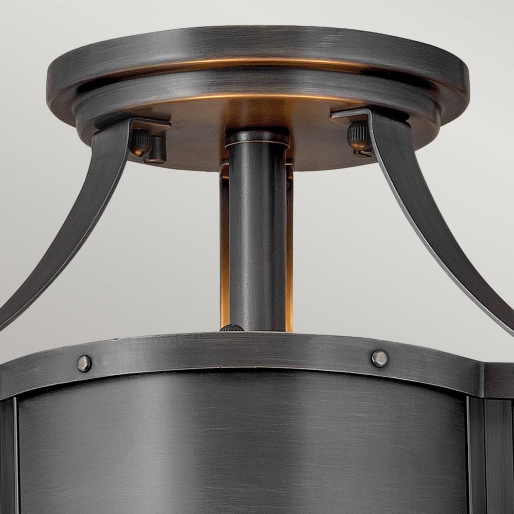 Chance Semi Flush Ceiling Light In Blackened Brass Finish QN-CHANCE-SF-S-BLB