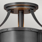 Chance Semi Flush Ceiling Light In Blackened Brass Finish QN-CHANCE-SF-S-BLB