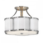 Chance Semi Flush Ceiling Light In Polished Nickel And Polished White Finish QN-CHANCE-SF-S-PN