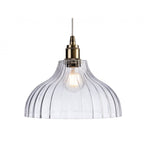 Victory Single Ceiling Pendant Light In Antique Brass Finish With Fluted Glass 7648AB
