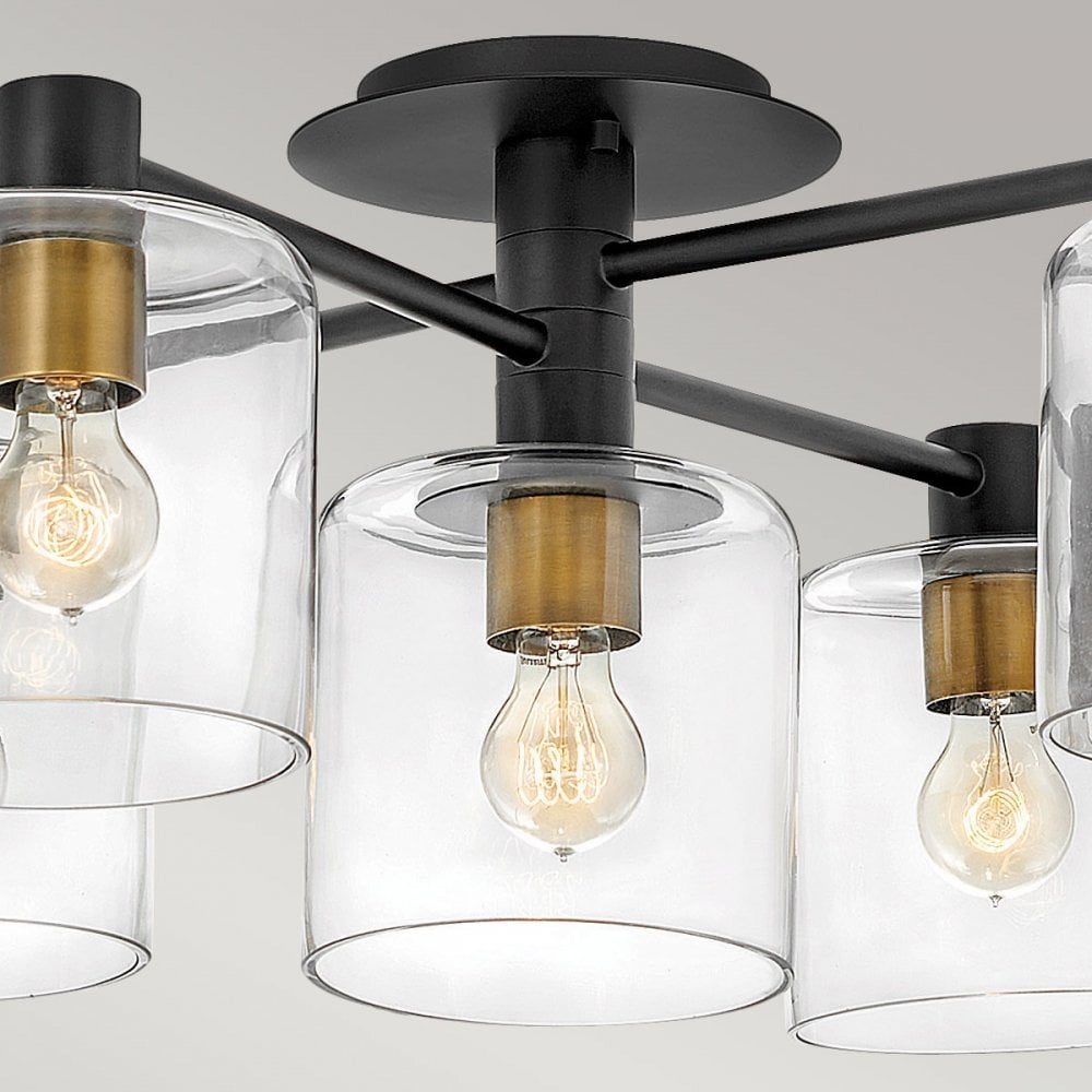 Axel 7 Light Semi Flush Ceiling Light In Black Finish QN-AXEL7-BK