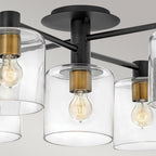 Axel 7 Light Semi Flush Ceiling Light In Black Finish QN-AXEL7-BK