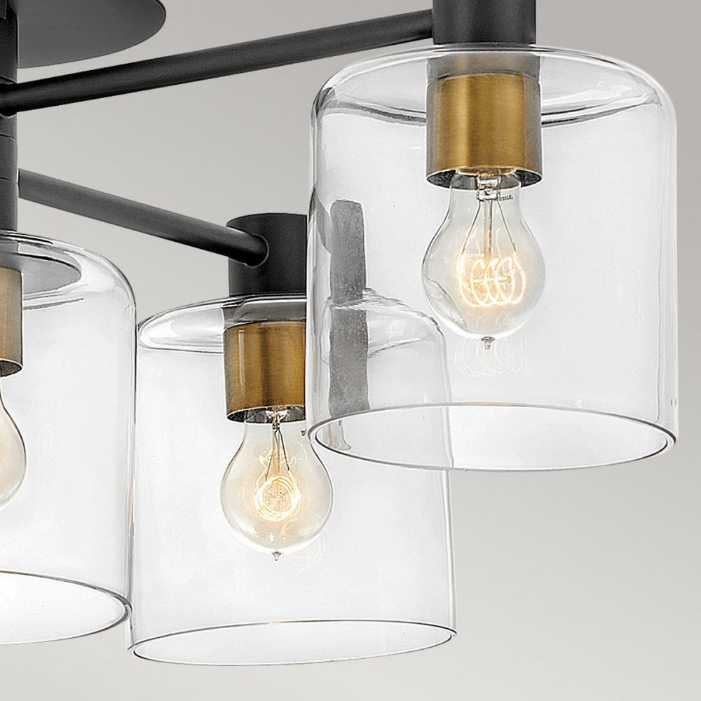 Axel 7 Light Semi Flush Ceiling Light In Black Finish QN-AXEL7-BK