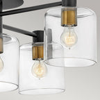 Axel 7 Light Semi Flush Ceiling Light In Black Finish QN-AXEL7-BK