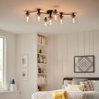 Axel 7 Light Semi Flush Ceiling Light In Black Finish QN-AXEL7-BK