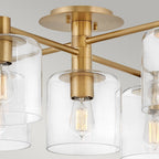 Axel 7 Light Semi Flush Ceiling Light In Heritage Brass Finish QN-AXEL7-HB
