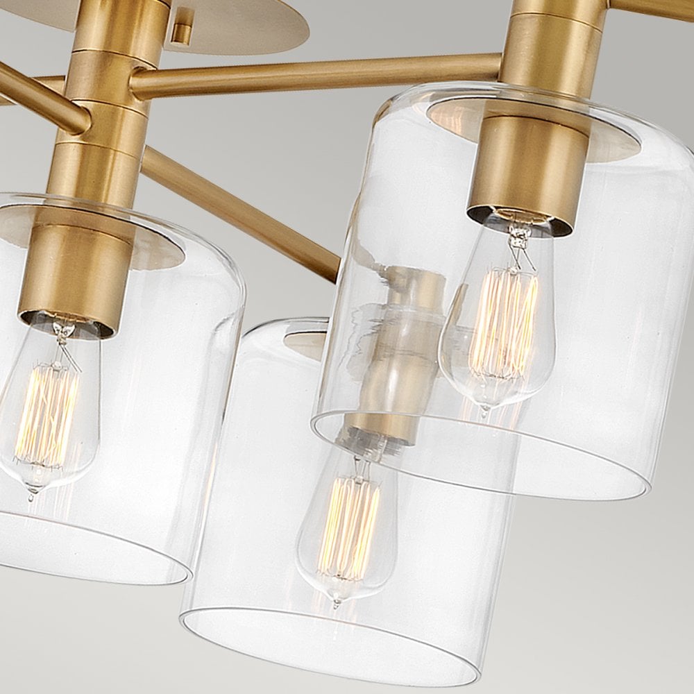 Axel 7 Light Semi Flush Ceiling Light In Heritage Brass Finish QN-AXEL7-HB