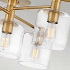 Axel 7 Light Semi Flush Ceiling Light In Heritage Brass Finish QN-AXEL7-HB