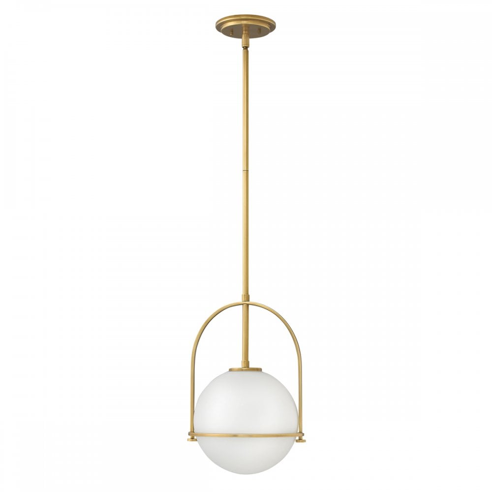 Somerset Medium Ceiling Pendant In Heritage Brass With Opal Glass QN-SOMERSET-P-O-HB