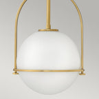 Somerset Medium Ceiling Pendant In Heritage Brass With Opal Glass QN-SOMERSET-P-O-HB