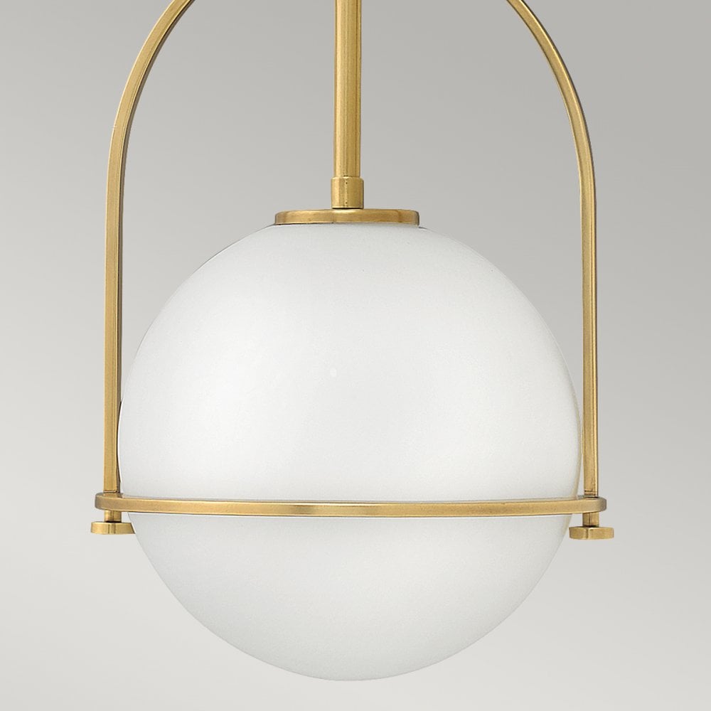Somerset Medium Ceiling Pendant In Heritage Brass With Opal Glass QN-SOMERSET-P-O-HB