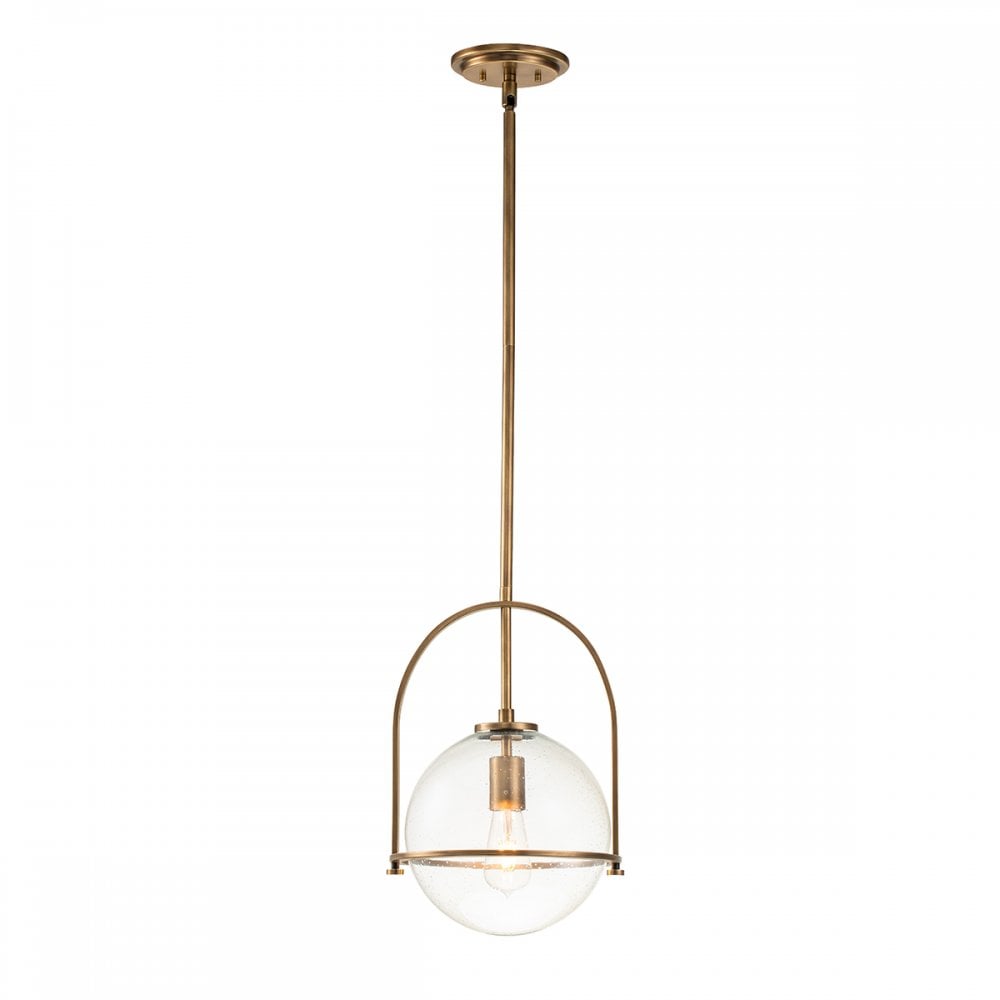 Somerset Medium Ceiling Pendant In Heritage Brass With Clear Glass QN-SOMERSET-P-C-HB