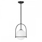 Somerset Medium Ceiling Pendant In Black With Opal Glass QN-SOMERSET-P-O-BK