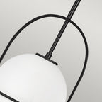 Somerset Medium Ceiling Pendant In Black With Opal Glass QN-SOMERSET-P-O-BK