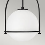 Somerset Medium Ceiling Pendant In Black With Opal Glass QN-SOMERSET-P-O-BK