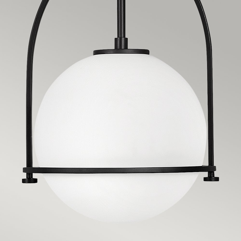 Somerset Medium Ceiling Pendant In Black With Opal Glass QN-SOMERSET-P-O-BK