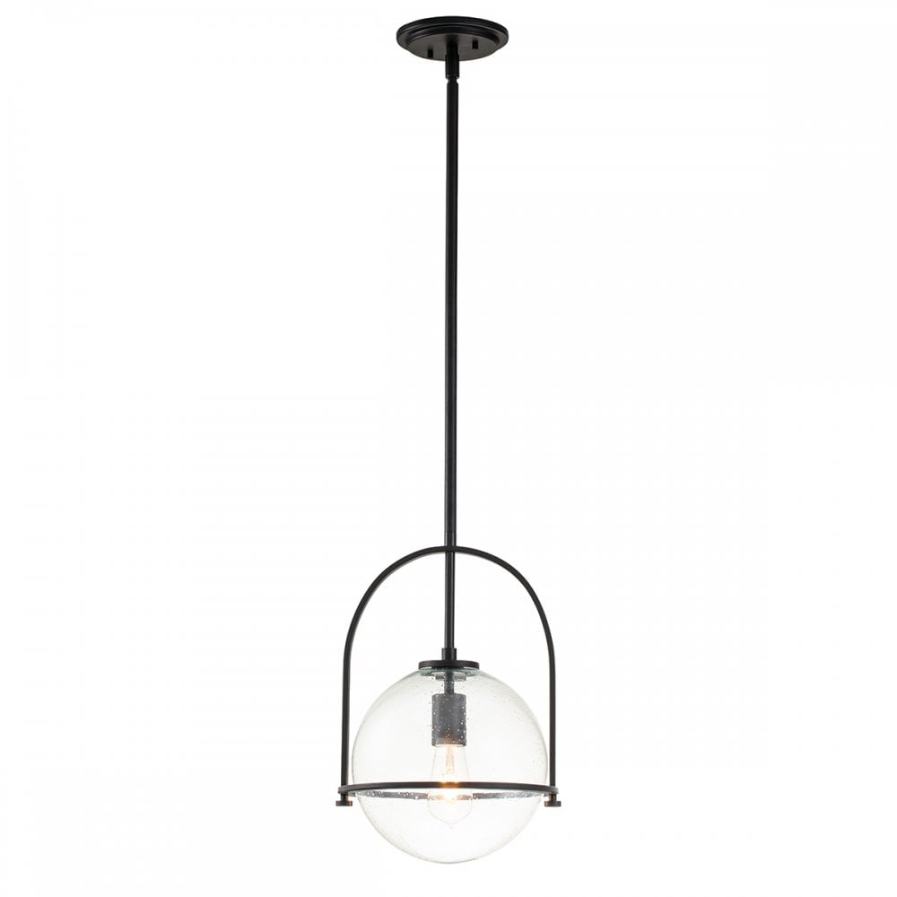 Somerset Medium Ceiling Pendant In Black With Clear Glass QN-SOMERSET-P-C-BK