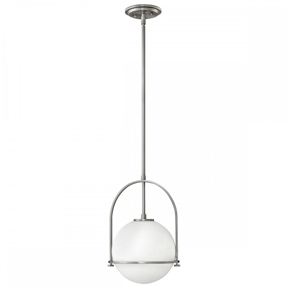 Somerset Medium Ceiling Pendant In Brushed Nickel With Opal Glass QN-SOMERSET-P-O-BN