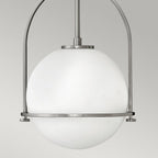 Somerset Medium Ceiling Pendant In Brushed Nickel With Opal Glass QN-SOMERSET-P-O-BN